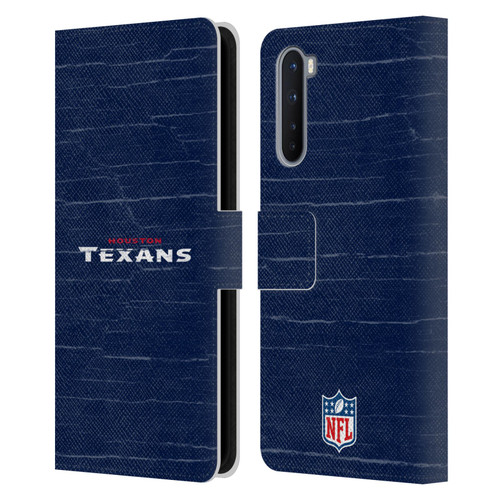 NFL Houston Texans Logo Distressed Look Leather Book Wallet Case Cover For OnePlus Nord 5G