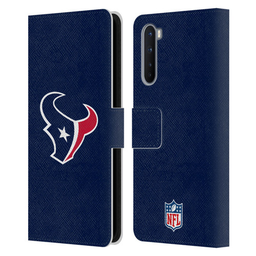 NFL Houston Texans Logo Plain Leather Book Wallet Case Cover For OnePlus Nord 5G