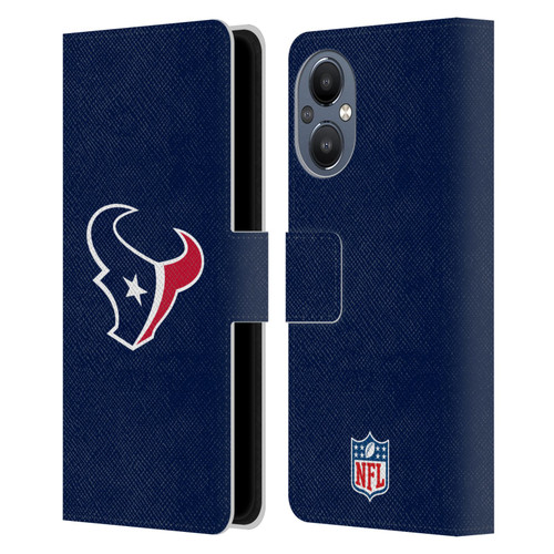 NFL Houston Texans Logo Plain Leather Book Wallet Case Cover For OnePlus Nord N20 5G