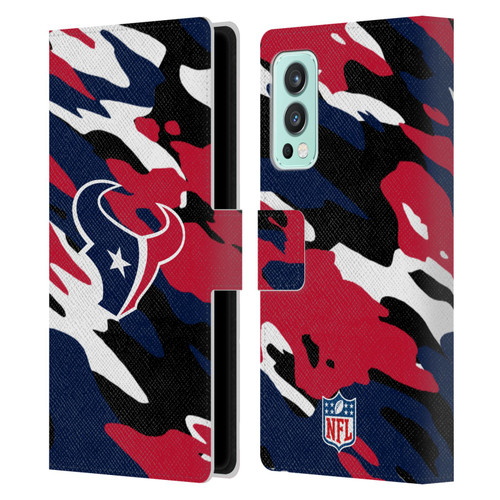 NFL Houston Texans Logo Camou Leather Book Wallet Case Cover For OnePlus Nord 2 5G