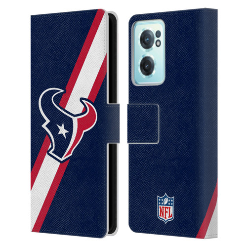 NFL Houston Texans Logo Stripes Leather Book Wallet Case Cover For OnePlus Nord CE 2 5G