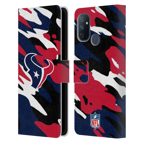 NFL Houston Texans Logo Camou Leather Book Wallet Case Cover For OnePlus Nord N100