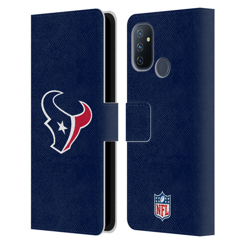 NFL Houston Texans Logo Plain Leather Book Wallet Case Cover For OnePlus Nord N100
