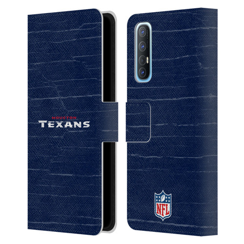 NFL Houston Texans Logo Distressed Look Leather Book Wallet Case Cover For OPPO Find X2 Neo 5G