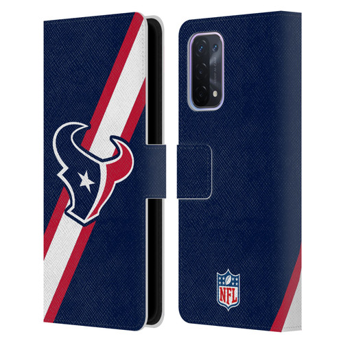 NFL Houston Texans Logo Stripes Leather Book Wallet Case Cover For OPPO A54 5G