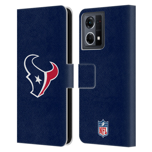 NFL Houston Texans Logo Plain Leather Book Wallet Case Cover For OPPO Reno8 4G