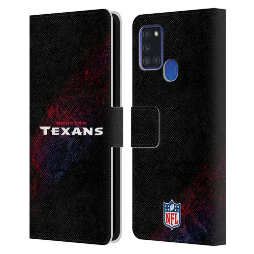 NFL Houston Texans Logo Blur Leather Book Wallet Case Cover For Samsung Galaxy A21s (2020)