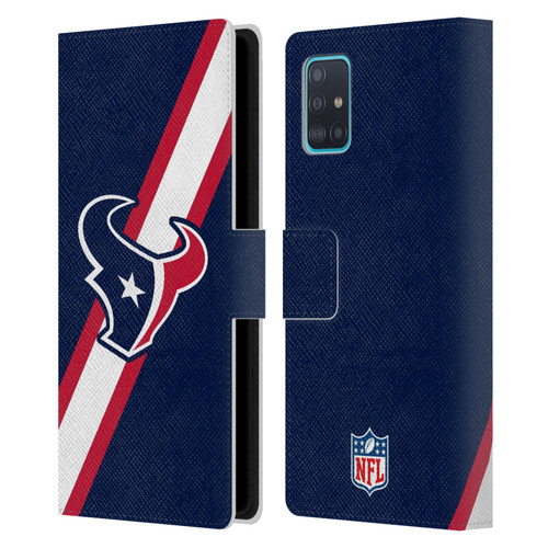 NFL Houston Texans Logo Stripes Leather Book Wallet Case Cover For Samsung Galaxy A51 (2019)