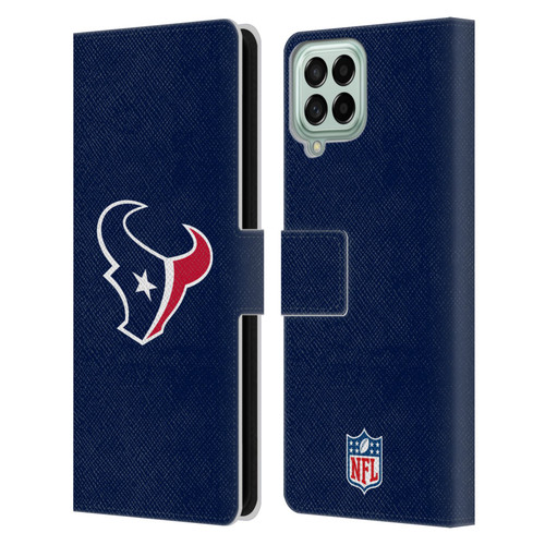 NFL Houston Texans Logo Plain Leather Book Wallet Case Cover For Samsung Galaxy M33 (2022)