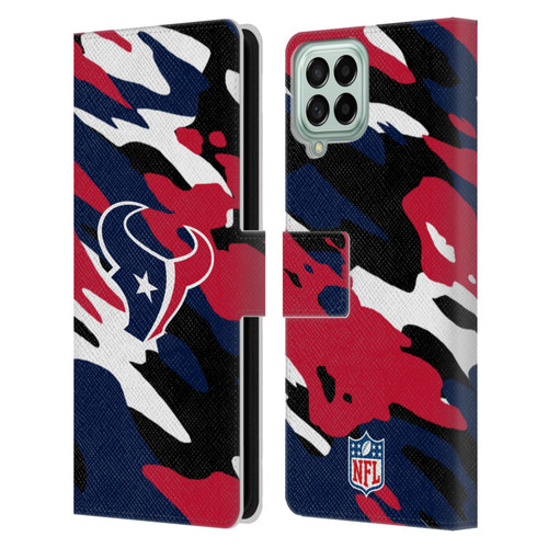 NFL Houston Texans Logo Camou Leather Book Wallet Case Cover For Samsung Galaxy M53 (2022)