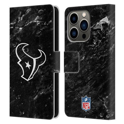 NFL Houston Texans Artwork Marble Leather Book Wallet Case Cover For Apple iPhone 14 Pro