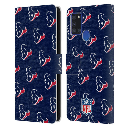 NFL Houston Texans Artwork Patterns Leather Book Wallet Case Cover For Samsung Galaxy A21s (2020)