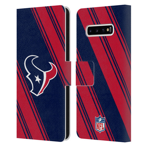 NFL Houston Texans Artwork Stripes Leather Book Wallet Case Cover For Samsung Galaxy S10+ / S10 Plus