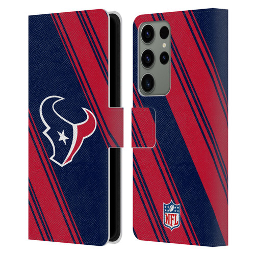 NFL Houston Texans Artwork Stripes Leather Book Wallet Case Cover For Samsung Galaxy S23 Ultra 5G