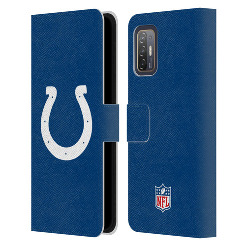 NFL Indianapolis Colts Logo Plain Leather Book Wallet Case Cover For HTC Desire 21 Pro 5G