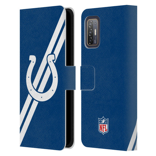 NFL Indianapolis Colts Logo Stripes Leather Book Wallet Case Cover For HTC Desire 21 Pro 5G