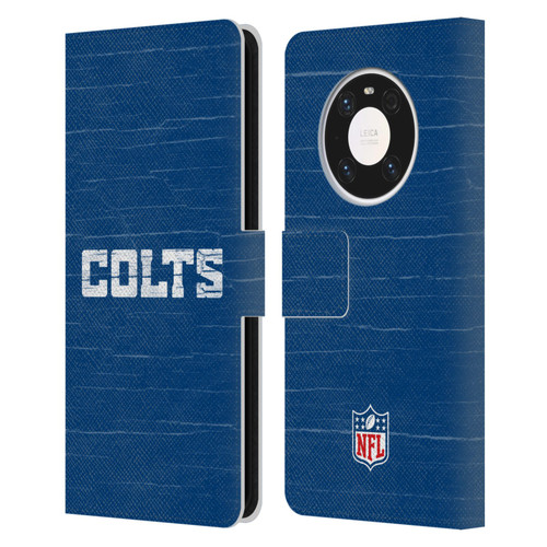 NFL Indianapolis Colts Logo Distressed Look Leather Book Wallet Case Cover For Huawei Mate 40 Pro 5G