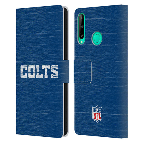 NFL Indianapolis Colts Logo Distressed Look Leather Book Wallet Case Cover For Huawei P40 lite E