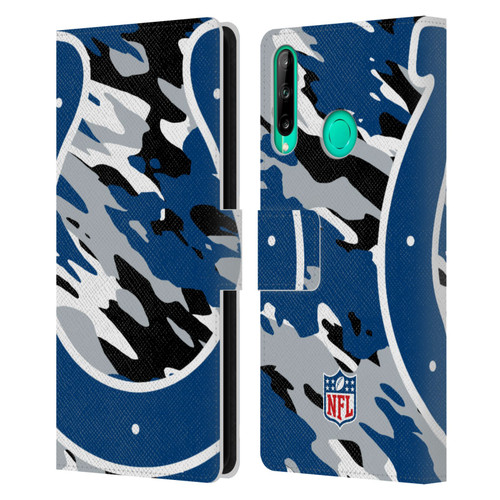 NFL Indianapolis Colts Logo Camou Leather Book Wallet Case Cover For Huawei P40 lite E