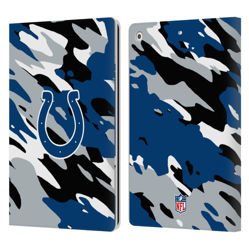 NFL Indianapolis Colts Logo Camou Leather Book Wallet Case Cover For Apple iPad 10.2 2019/2020/2021