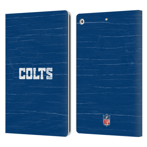 NFL Indianapolis Colts Logo Distressed Look Leather Book Wallet Case Cover For Apple iPad 10.2 2019/2020/2021