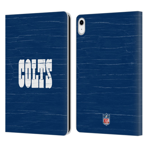 NFL Indianapolis Colts Logo Distressed Look Leather Book Wallet Case Cover For Apple iPad 10.9 2022/2025