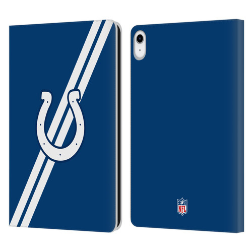 NFL Indianapolis Colts Logo Stripes Leather Book Wallet Case Cover For Apple iPad 10.9 2022/2025