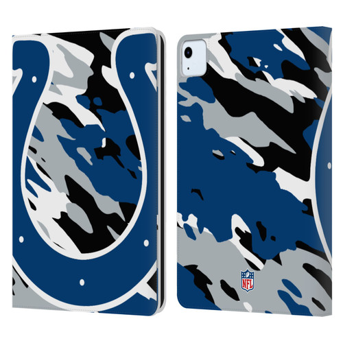 NFL Indianapolis Colts Logo Camou Leather Book Wallet Case Cover For Apple iPad Air 11 2020/2022/2024