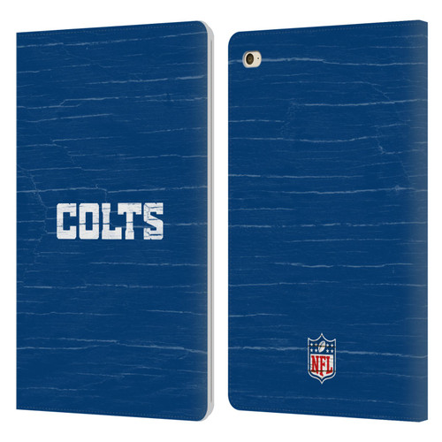 NFL Indianapolis Colts Logo Distressed Look Leather Book Wallet Case Cover For Apple iPad mini 4