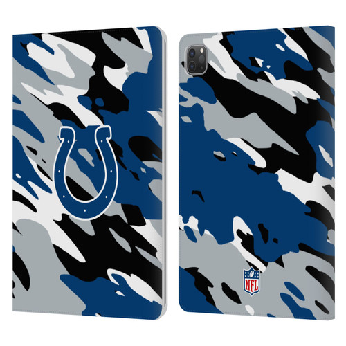 NFL Indianapolis Colts Logo Camou Leather Book Wallet Case Cover For Apple iPad Pro 11 2020 / 2021 / 2022