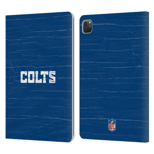NFL Indianapolis Colts Logo Distressed Look Leather Book Wallet Case Cover For Apple iPad Pro 11 2020 / 2021 / 2022
