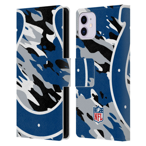 NFL Indianapolis Colts Logo Camou Leather Book Wallet Case Cover For Apple iPhone 11