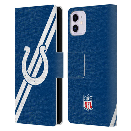 NFL Indianapolis Colts Logo Stripes Leather Book Wallet Case Cover For Apple iPhone 11