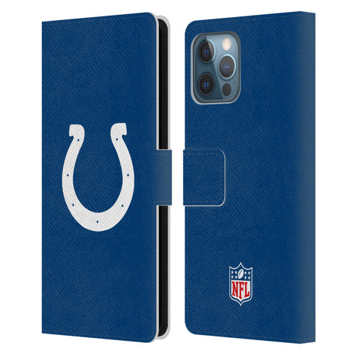 NFL Indianapolis Colts Logo Plain Leather Book Wallet Case Cover For Apple iPhone 12 Pro Max