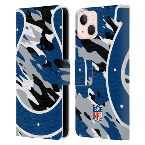 NFL Indianapolis Colts Logo Camou Leather Book Wallet Case Cover For Apple iPhone 13
