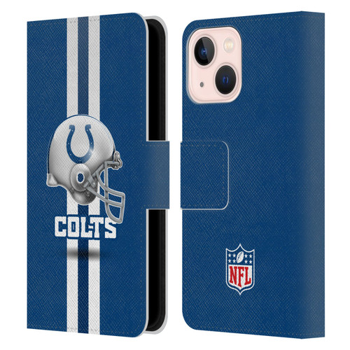 NFL Indianapolis Colts Logo Helmet Leather Book Wallet Case Cover For Apple iPhone 13 Mini