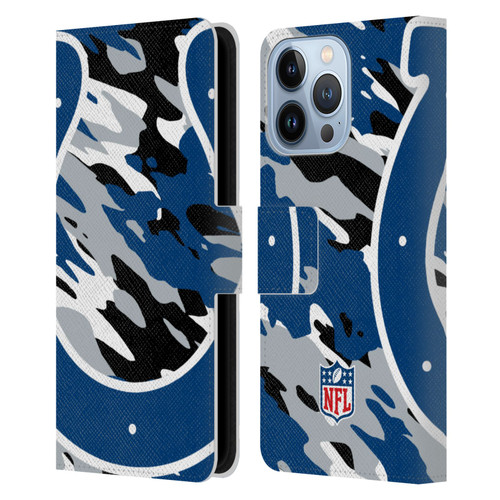 NFL Indianapolis Colts Logo Camou Leather Book Wallet Case Cover For Apple iPhone 13 Pro