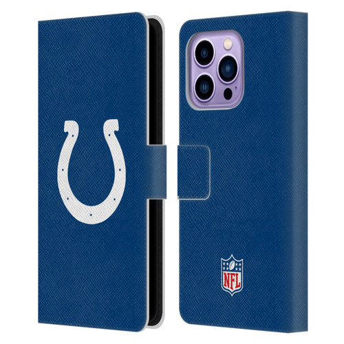 NFL Indianapolis Colts Logo Plain Leather Book Wallet Case Cover For Apple iPhone 14 Pro Max