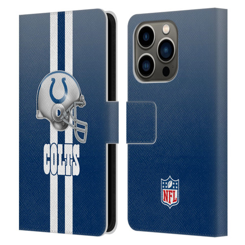 NFL Indianapolis Colts Logo Helmet Leather Book Wallet Case Cover For Apple iPhone 14 Pro