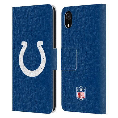 NFL Indianapolis Colts Logo Plain Leather Book Wallet Case Cover For Apple iPhone XR