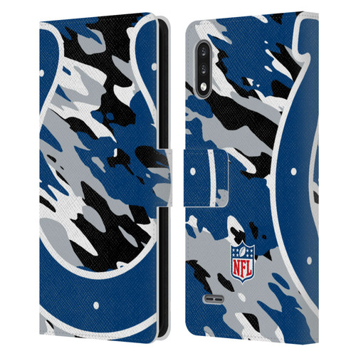 NFL Indianapolis Colts Logo Camou Leather Book Wallet Case Cover For LG K22