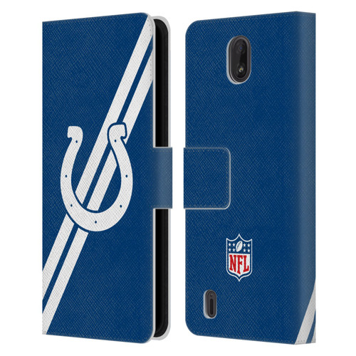 NFL Indianapolis Colts Logo Stripes Leather Book Wallet Case Cover For Nokia C01 Plus/C1 2nd Edition