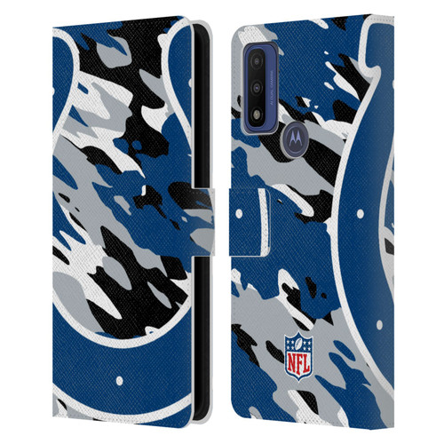 NFL Indianapolis Colts Logo Camou Leather Book Wallet Case Cover For Motorola G Pure