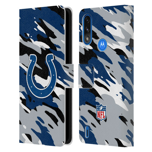NFL Indianapolis Colts Logo Camou Leather Book Wallet Case Cover For Motorola Moto E7 Power / Moto E7i Power