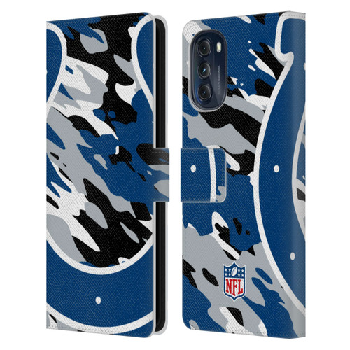 NFL Indianapolis Colts Logo Camou Leather Book Wallet Case Cover For Motorola Moto G (2022)