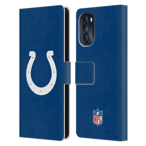 NFL Indianapolis Colts Logo Plain Leather Book Wallet Case Cover For Motorola Moto G (2022)