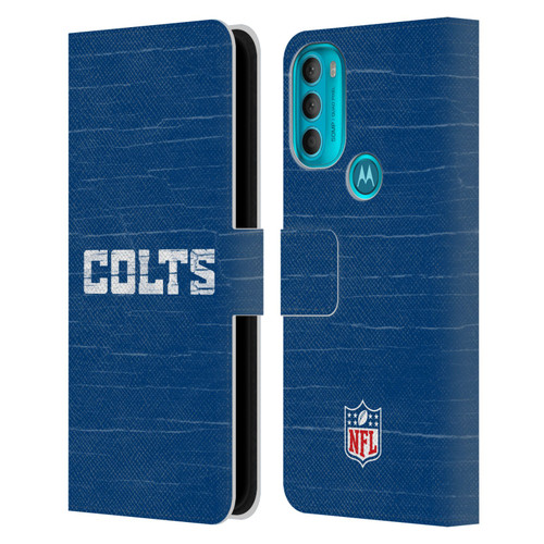 NFL Indianapolis Colts Logo Distressed Look Leather Book Wallet Case Cover For Motorola Moto G71 5G