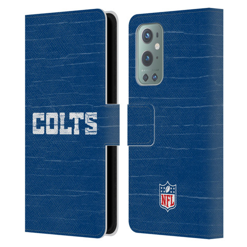 NFL Indianapolis Colts Logo Distressed Look Leather Book Wallet Case Cover For OnePlus 9