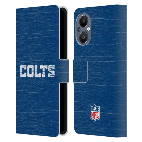 NFL Indianapolis Colts Logo Distressed Look Leather Book Wallet Case Cover For OnePlus Nord N20 5G
