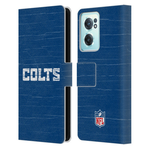 NFL Indianapolis Colts Logo Distressed Look Leather Book Wallet Case Cover For OnePlus Nord CE 2 5G